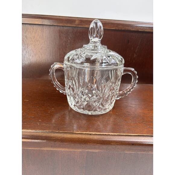 Vintage Anchor Hocking Prescut Star Pattern Sugar Dish With Handles - Picture 3 of 8